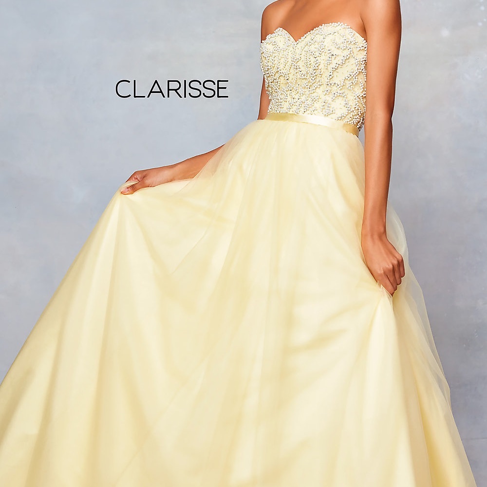 Yellow Strapless Prom Dress